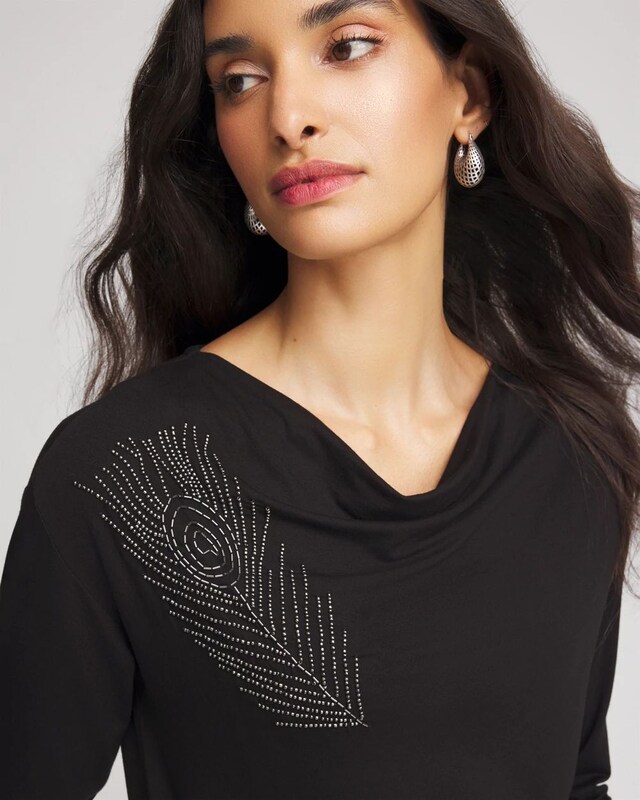 Embellished Cowlneck Dolman Tee - image 4